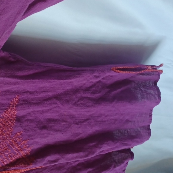 Moda International Purple and Pink Embroidered Cotton Tunic - Picture 3 of 6